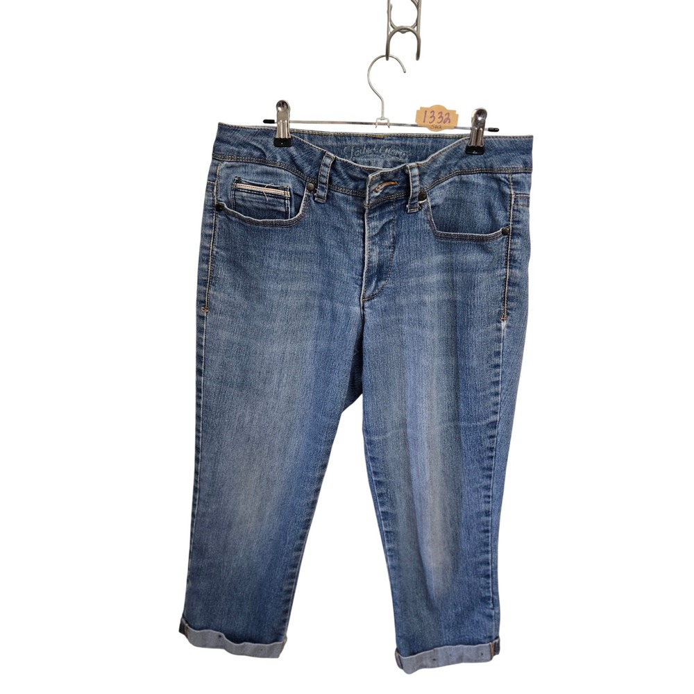 Faded Glory Womens Blue Denim Capri Jeans Vintage 90s Size 8 Medium Wash Cuffed